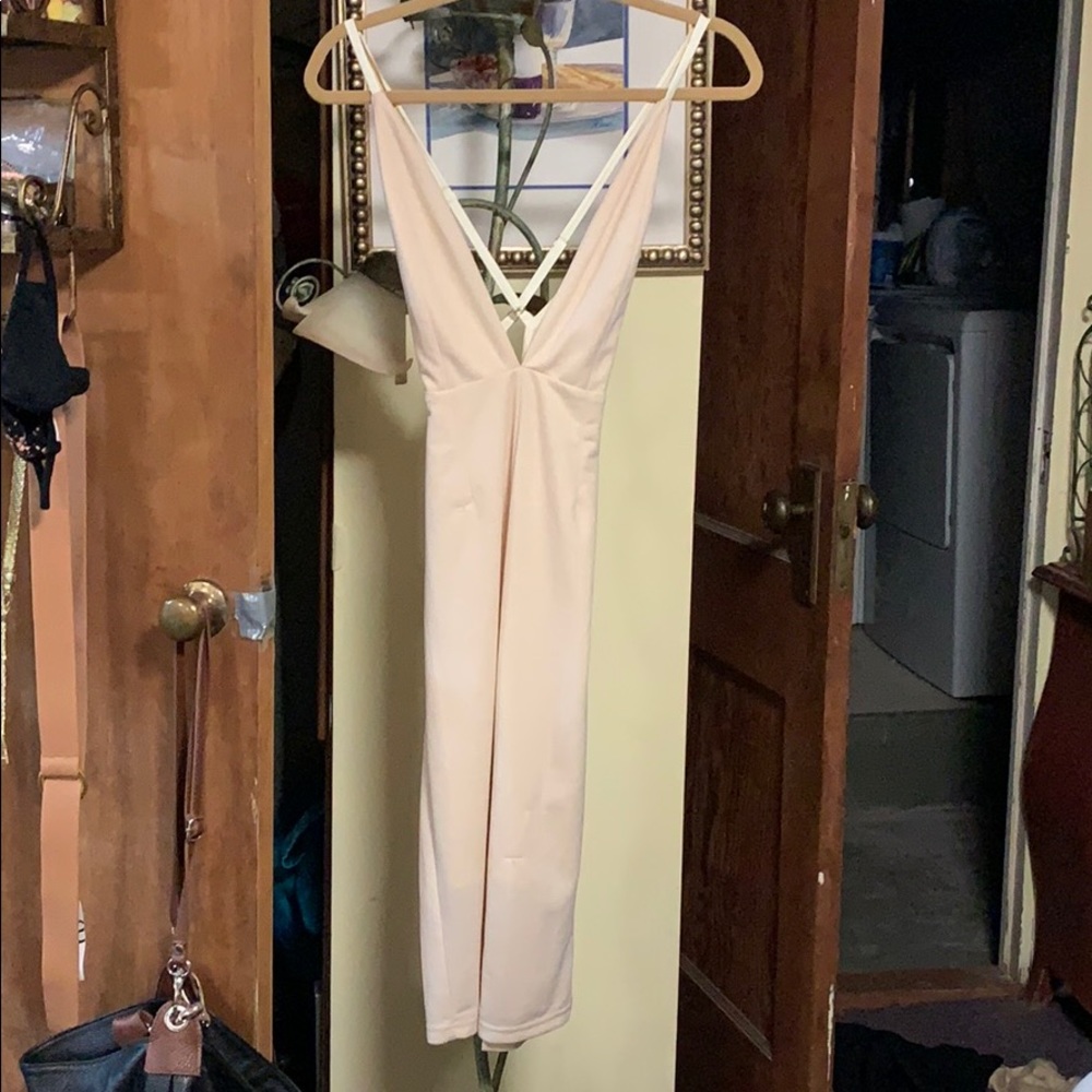 Deep V Cross-backed Straps Dress